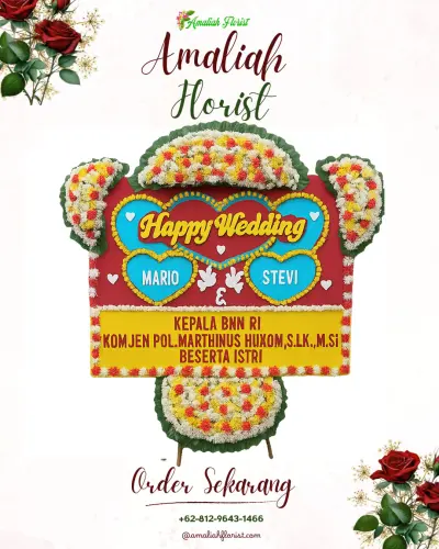 Karangan Papan Bunga Pernikahan di Petamburan